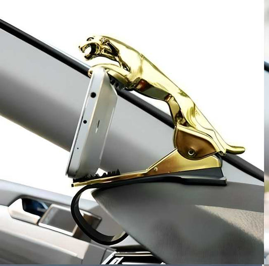 Golden Jaguar Car Phone Holder