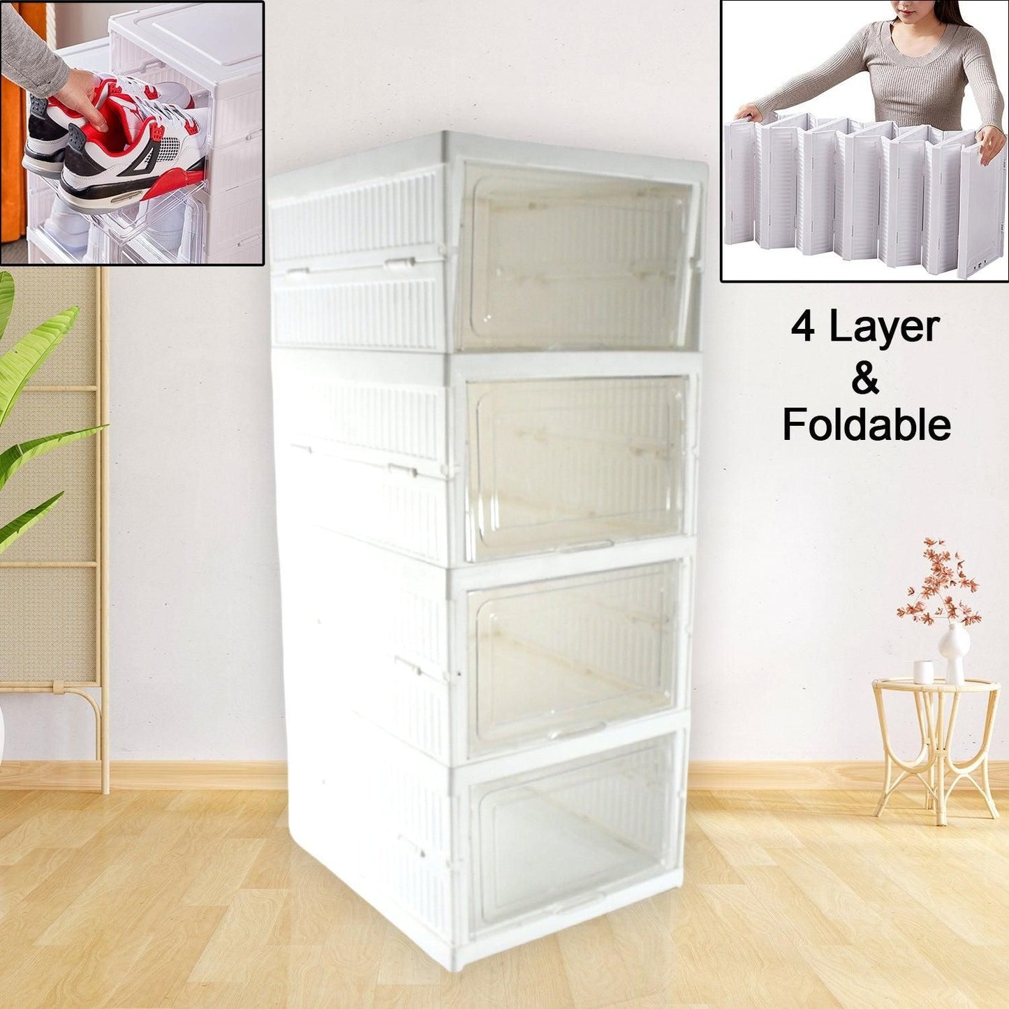 4-Layer Foldable Shoe Rack – Space-Saving Shoe Organizer for Home & Entryway