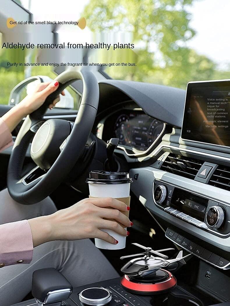 Helicopter Solar Car Perfume Diffuser – Alloy Air Freshener with Spinning Blades